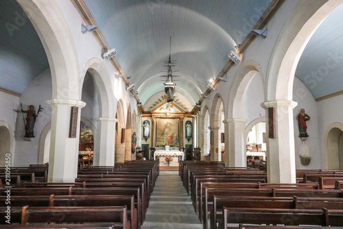 The church interior in Locamaria at Belle Ile with nobody inside