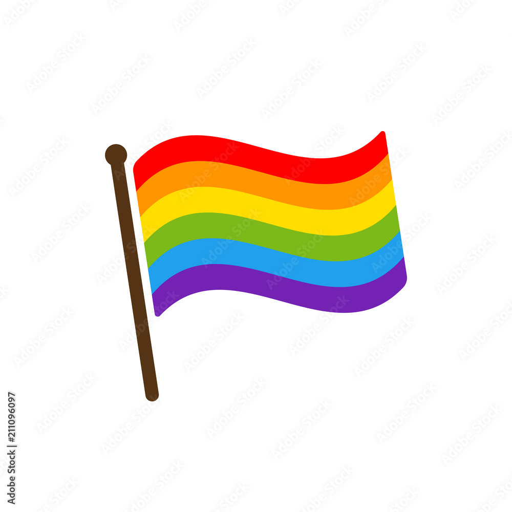 Pride flag icon. Color rainbow vector wave stripes, LGBT Lesbian