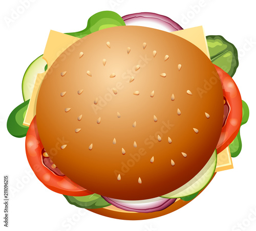 Isolated large fresh hamburger
