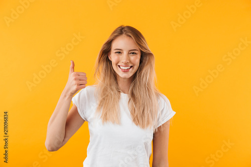 Portrait of a cheerful young blonde girl