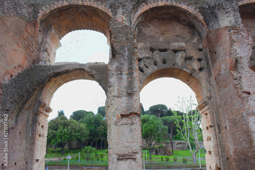 Italy  Rome  Colosseum. View of internal and external architectures. Known as the Flavian Amphitheater  it is the largest amphitheater in the world  located in the city center of Rome.