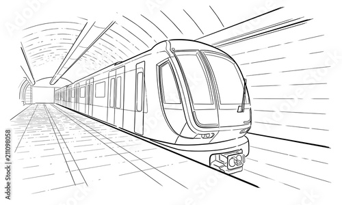 Hand drawn sketch subway station