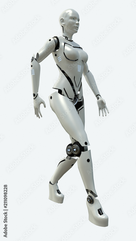 Artificial robot woman model. 3d rendering