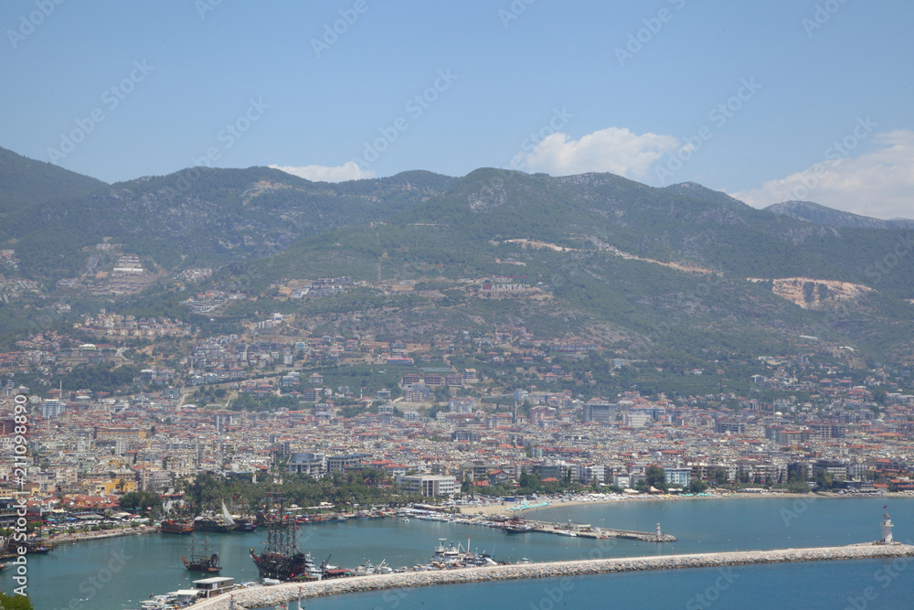 View of Alanya harbor from Alanya peninsula. Turkish Riviera. View of Alanya harbor from Alanya peninsula. Turkish Riviera.