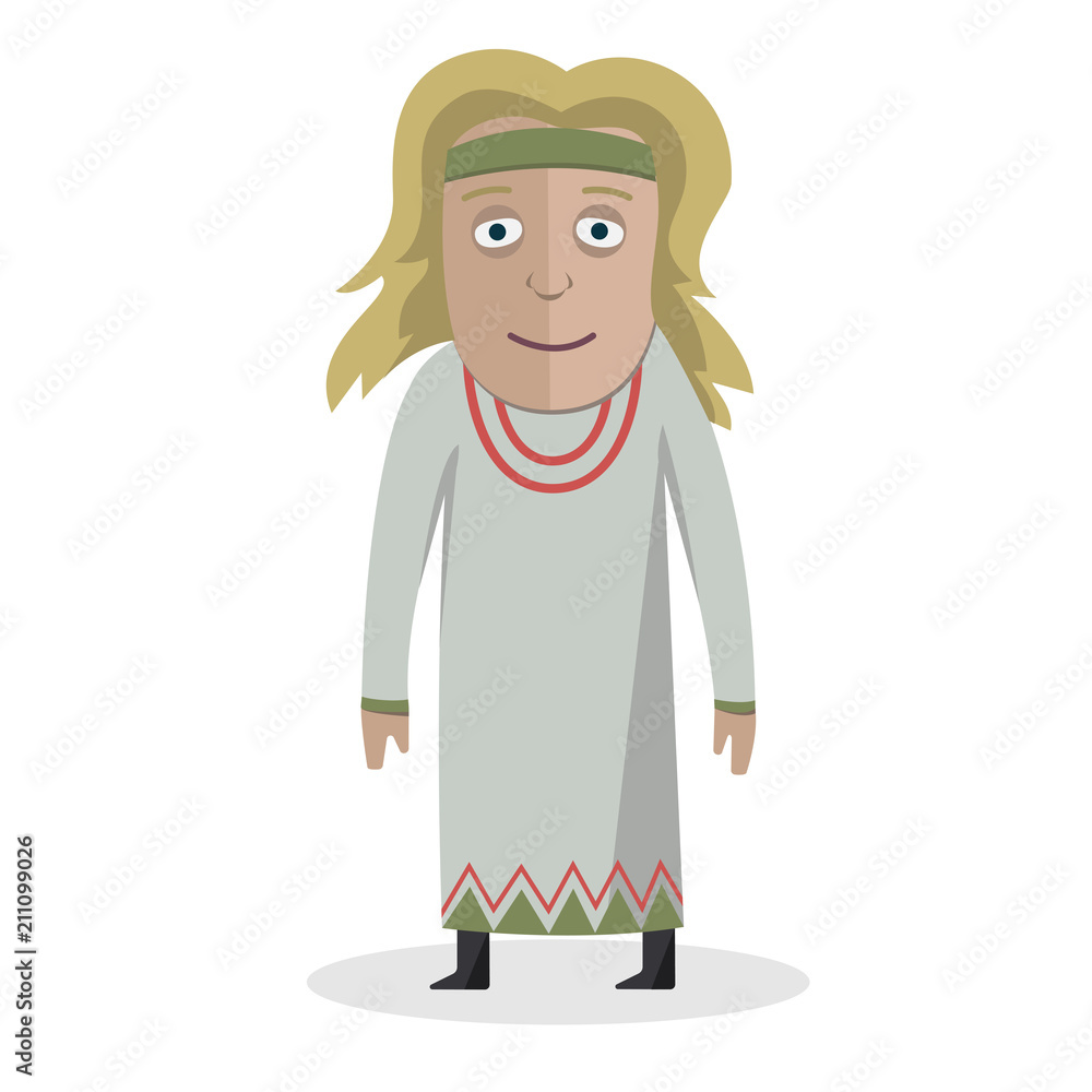 Woman in national dress. Slavs. National clothes. Vector illustration.