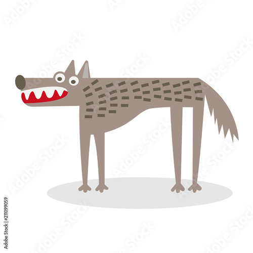 Vector wolf flat illustration.