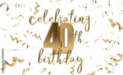 Photography Celebrating 40th birthday gold greeting card with confetti