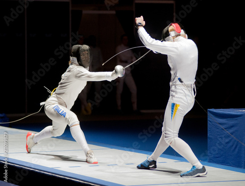Competitors on fencing competition