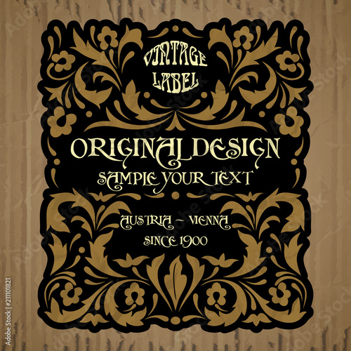 vector vintage items: label Art Nouveau