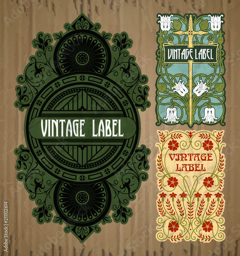 vector vintage items: label Art Nouveau