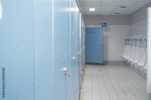 Wallpaper Mural Public toilet and Bathroom interior with wash basin and toilet room. Torontodigital.ca