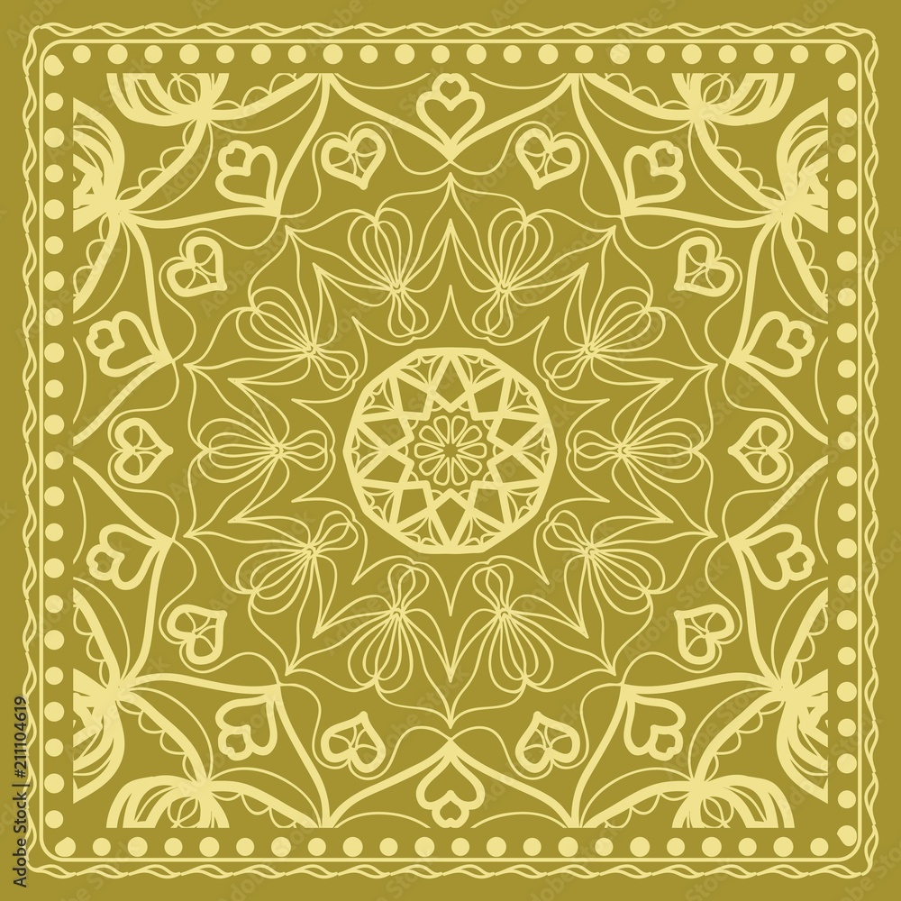 Design print for kerchief. The pattern of the mandala. Vector illustration. Design print for kerchief. The pattern of the mandala. Vector illustration.