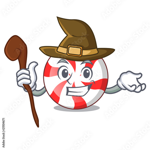 Witch peppermint candy mascot cartoon