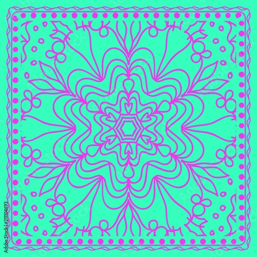Decorative background, geometric floral pattern. Vector illustration.
