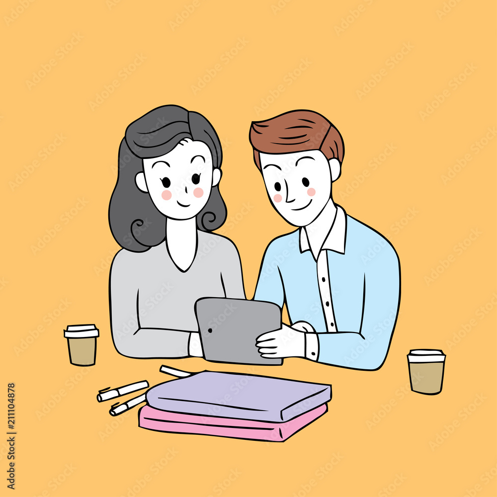 Cartoon cute office team meeting vector. Cartoon cute office team meeting vector.