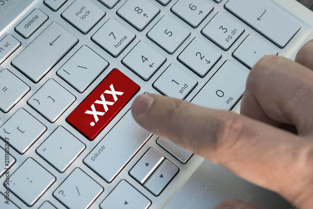 Internet Xxx Porn - XXX button, on keyboard ,Watching pornography on a computer. Internet  Masturbation. Stock Photo | Adobe Stock
