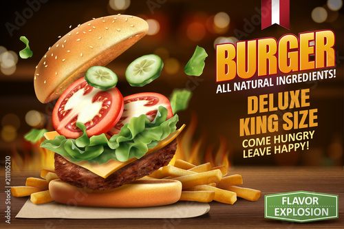 Deluxe king size burger ads