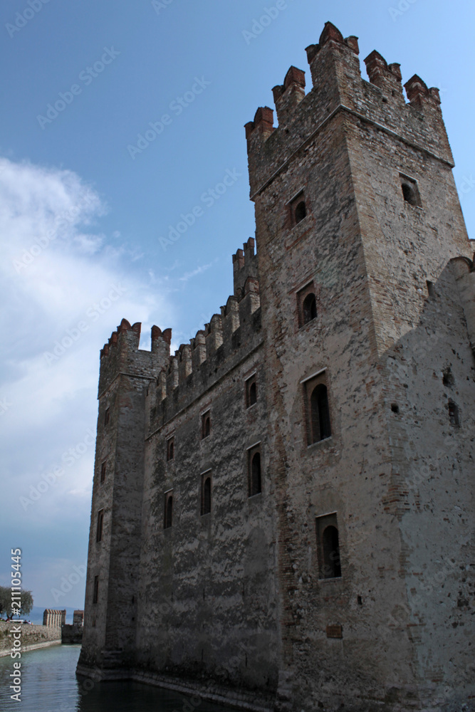 external side of Sirmione Castle on Garda lake