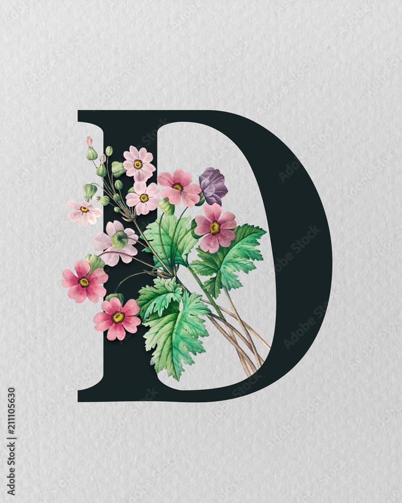 D Logo, Letter D Monogram, Style Floral Graphic by wihal