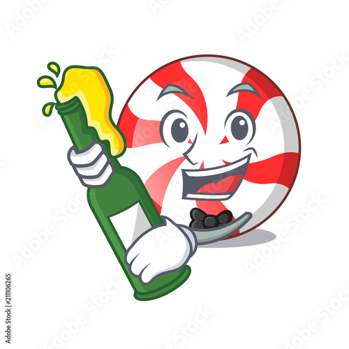 With beer peppermint candy mascot cartoon photo