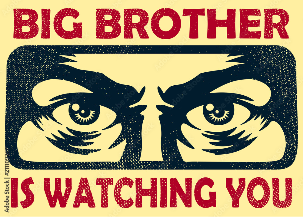 Vintage big brother watching you spying eyes surveillance and personal data  privacy violation concept vector illustration Stock ベクター | Adobe Stock