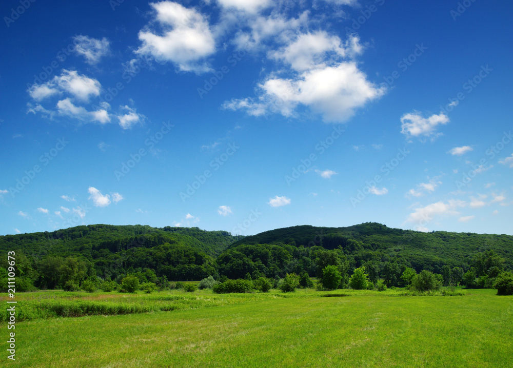 Mountain landscape with sun Mountain landscape with sun