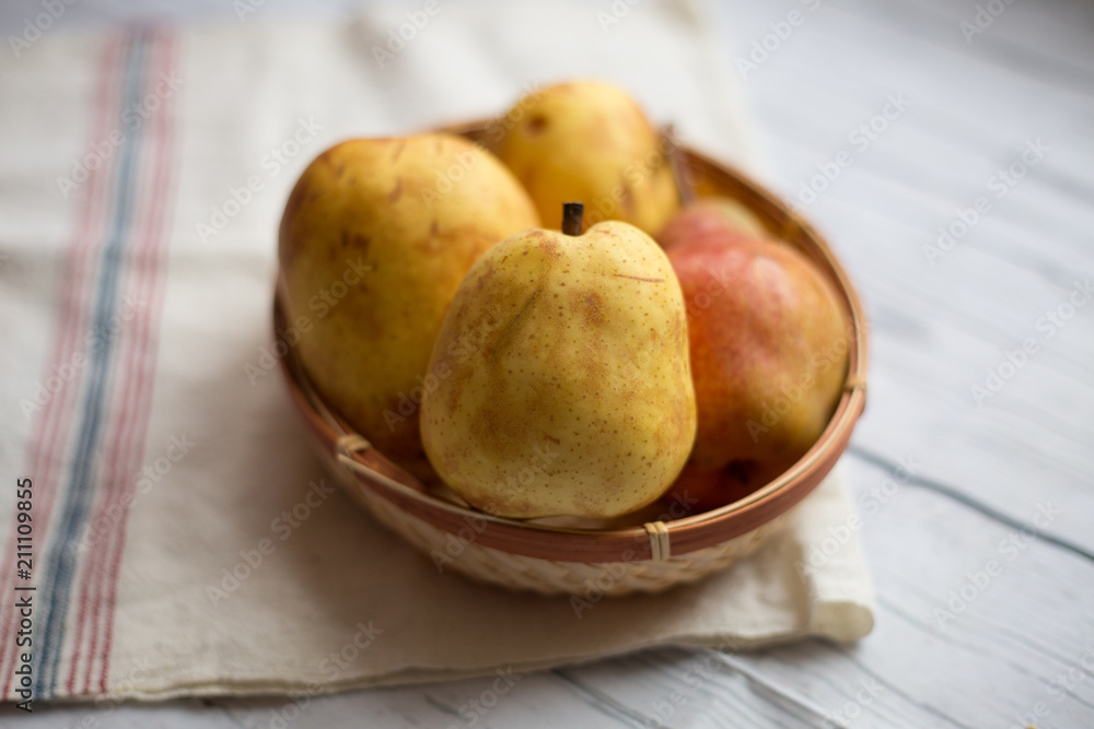 Fruit background. Fresh organic pears on old wood. Pear autumn harvest Fruit background. Fresh organic pears on old wood. Pear autumn harvest