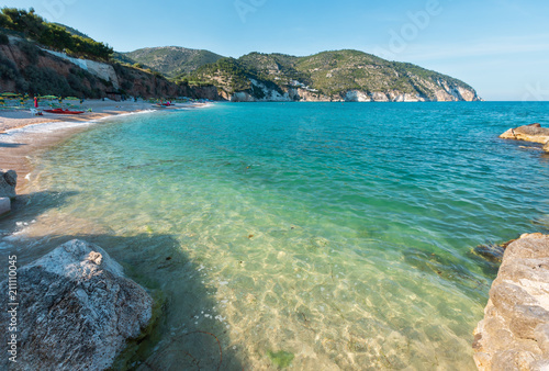 Summer sea beach Contrada Mattinatella  Gargano peninsula in Puglia  Italy