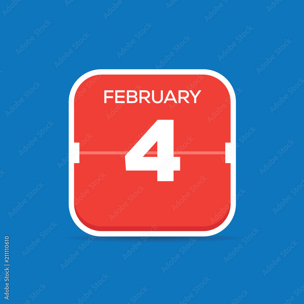 February 4 Calendar Flat Icon February 4 Calendar Flat Icon