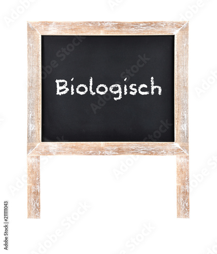 Biologisch geschrieben auf Tafel isoliert photo