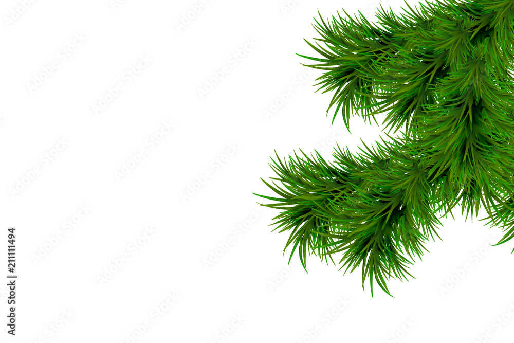 Merry Christmas and Happy New Year background with fir branches isolated on white background. Modern design. Universal background for poster, banners, flyers, card. Merry Christmas and Happy New Year background with fir branches isolated on white background. Modern design. Universal background for poster, banners, flyers, card.