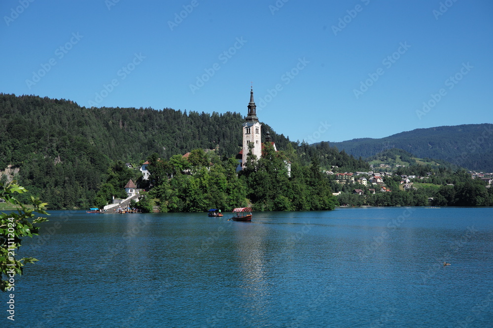 Lago di Bled, Slovenia, Isola di Bled, Alta Carniola, Alpi Giulie, Estate, Fresca