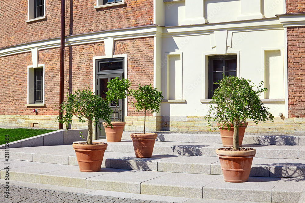 Naklejka premium Typical Dutch brick houses in Holland.