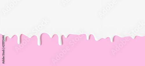 Fotografija Dripping paint, Yogurt or Milk flowing down, isolated vector background