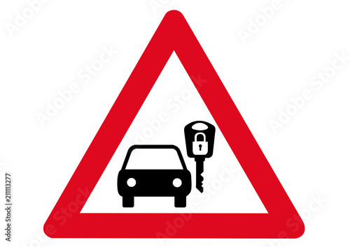 Schild Achtung Auto abschließen