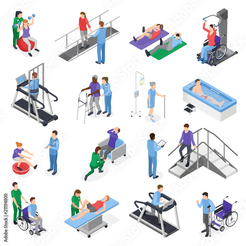 Physiotherapy Rehabilitation Isometric Set © Macrovector