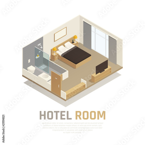 Hotel Room Isometric Composition