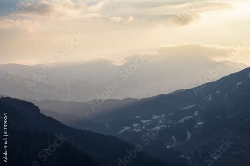 Beautiful sunset in mountains