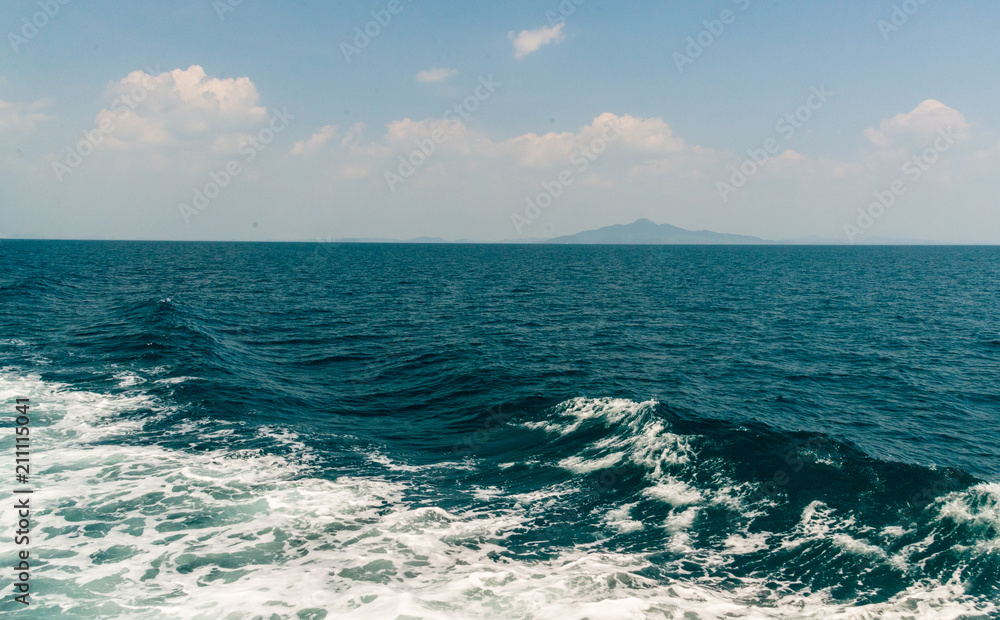 Wave of ship on water surface in the sea Wave of ship on water surface in the sea