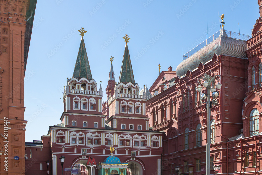 Resurrection gates on the Red Square in Moscow, Russia