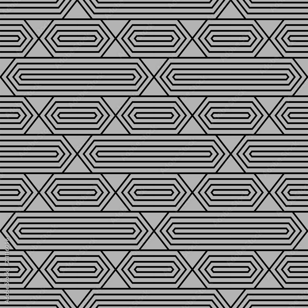 Geometric seamless pattern. Modern monochrome ornamental texture. Repeating abstract background. Trendy design with geometric shapes. Texture can be used for wallpaper, patterns fills, fabric texture