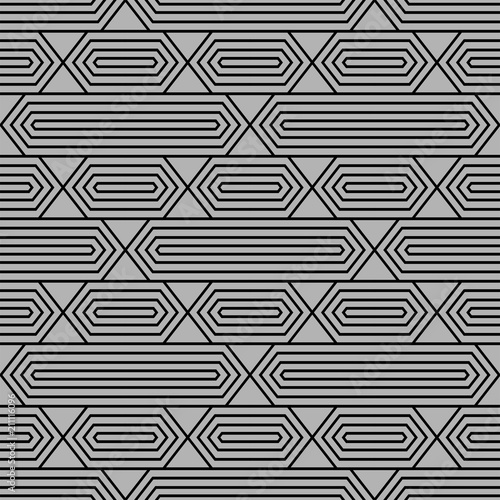 Geometric seamless pattern. Modern monochrome ornamental texture. Repeating abstract background. Trendy design with geometric shapes. Texture can be used for wallpaper, patterns fills, fabric texture