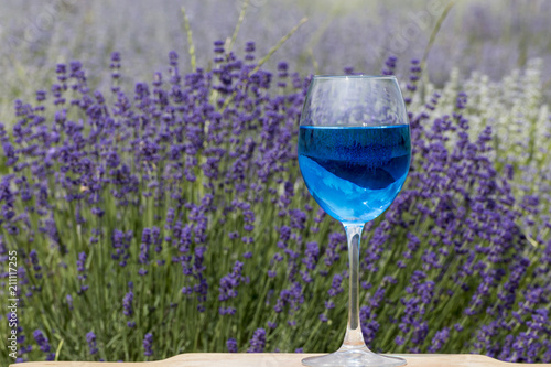 Wineglass in a lavender field