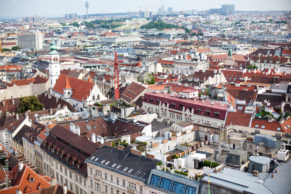 View of old town from St. Stephen's Cathedral, Vienna, Austria