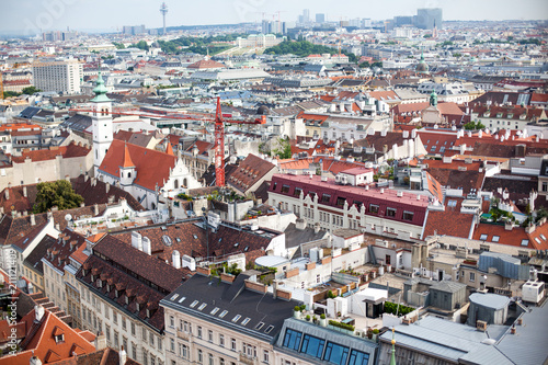 View of old town from St. Stephen's Cathedral, Vienna, Austria © tatyanasuyarova