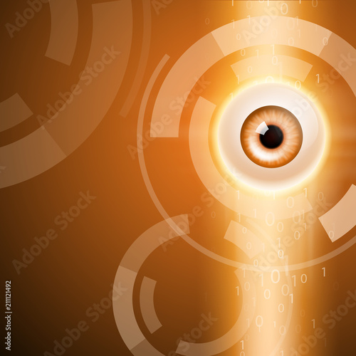 Abstract orange background with eye. EPS10 vector background.