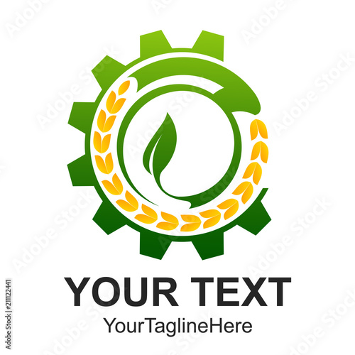Biotechnology sign. Eco gear. Abstract plant with gear isolated on white background