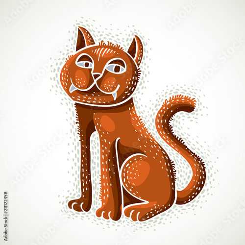 Cute cartoon doodle red cat...
