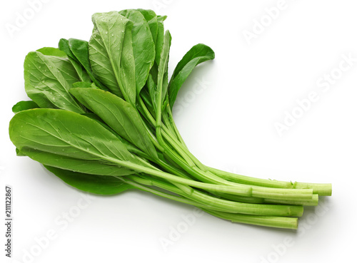 Quadro su tela choy sum, chinese vegetable isolated on white background