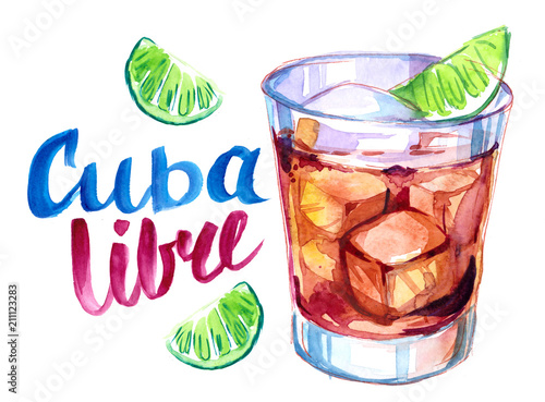 Photography Alcohol cocktail. Watercolor